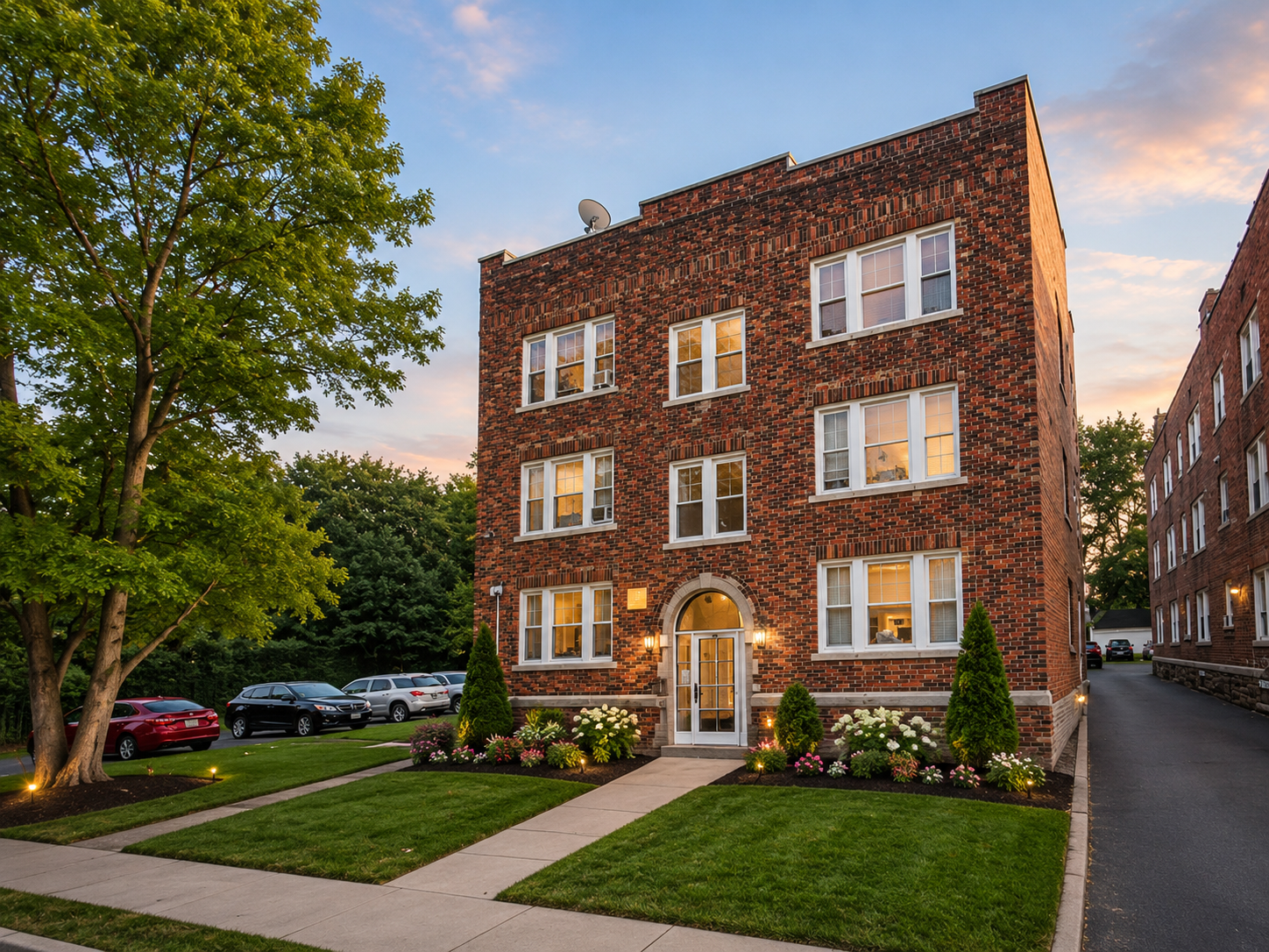 Brick exterior at Adams Apartments on James Street